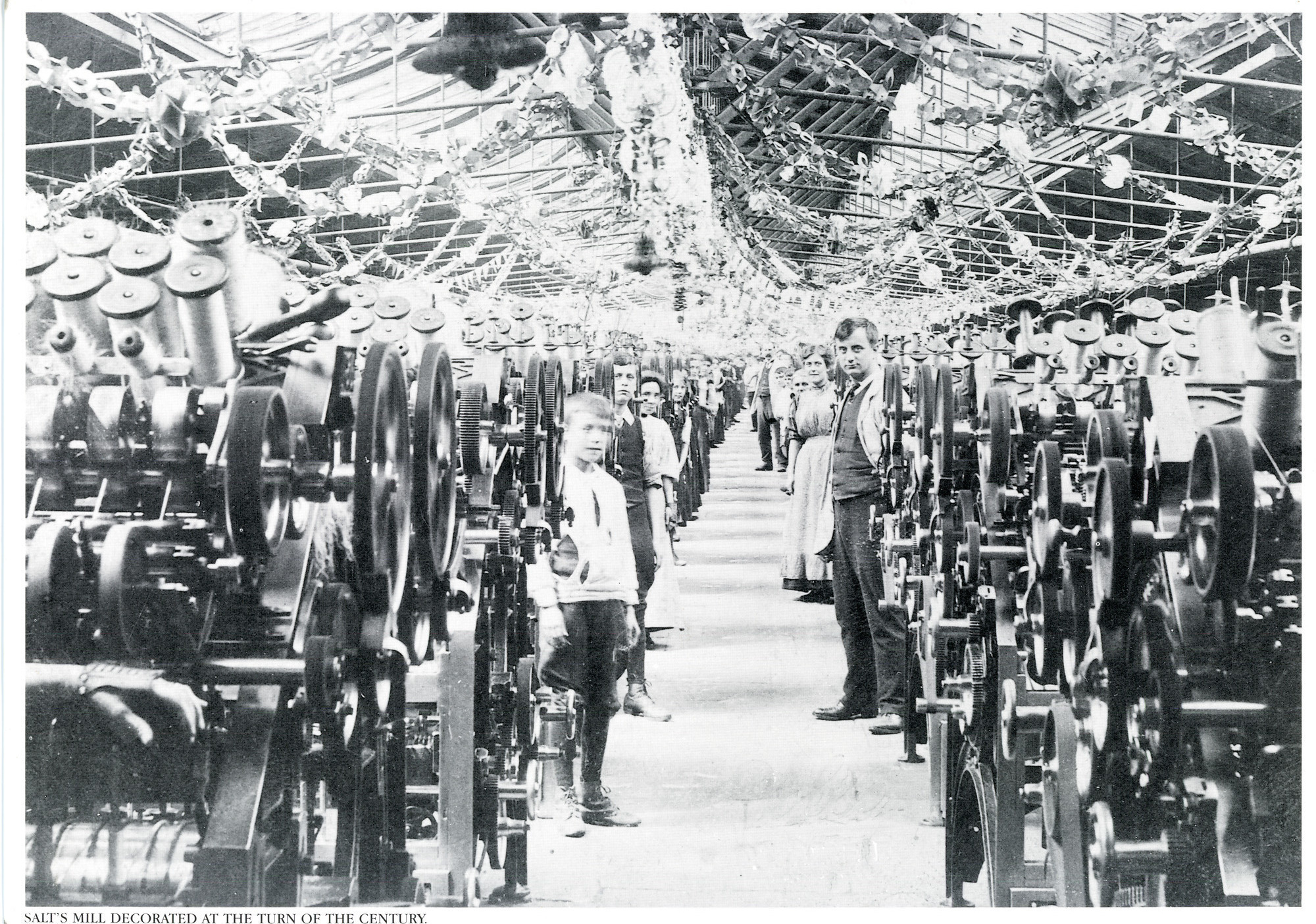 Salt's Mill decorated at the turn of the century