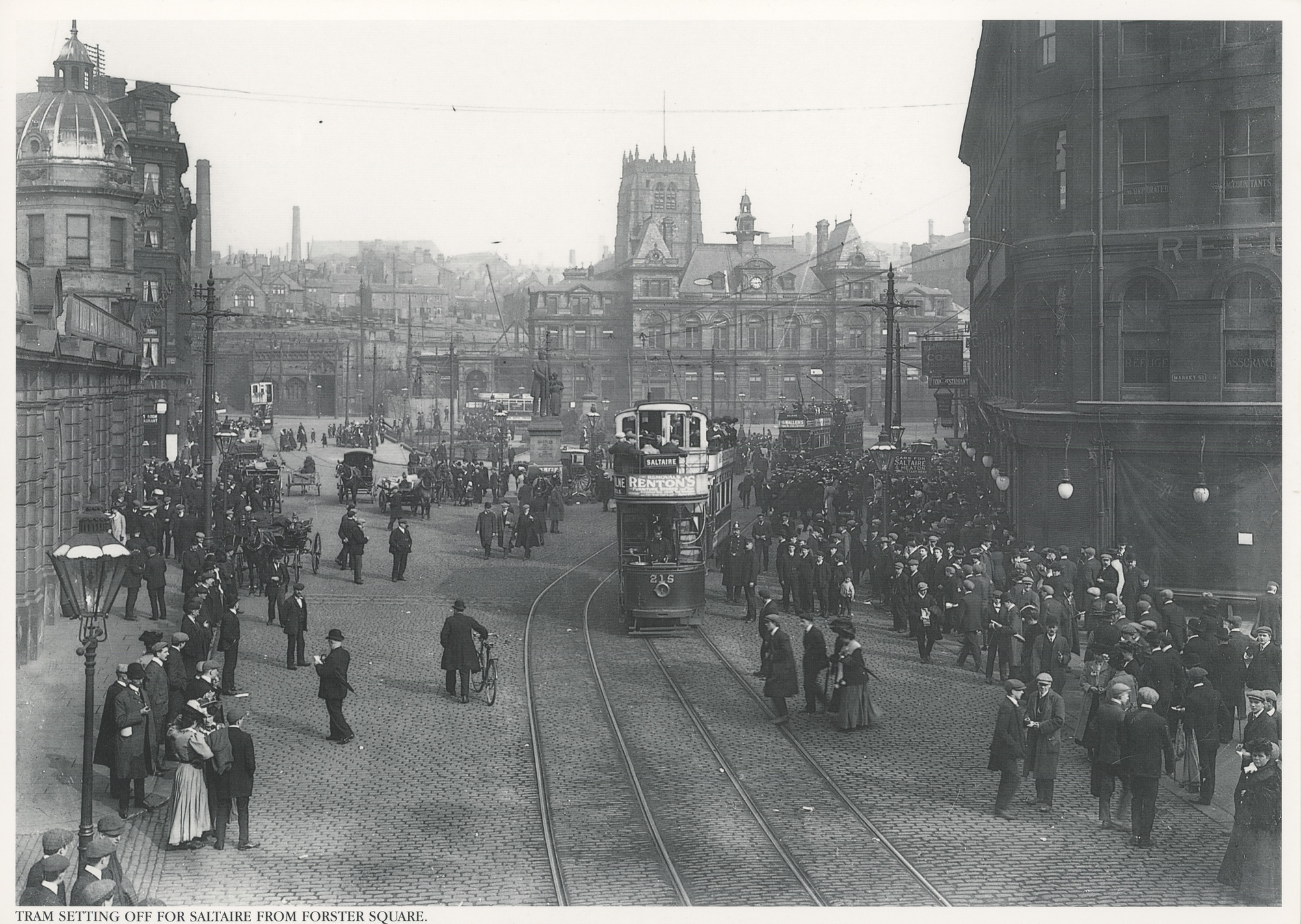 Tram setting off for Saltaire from forster square