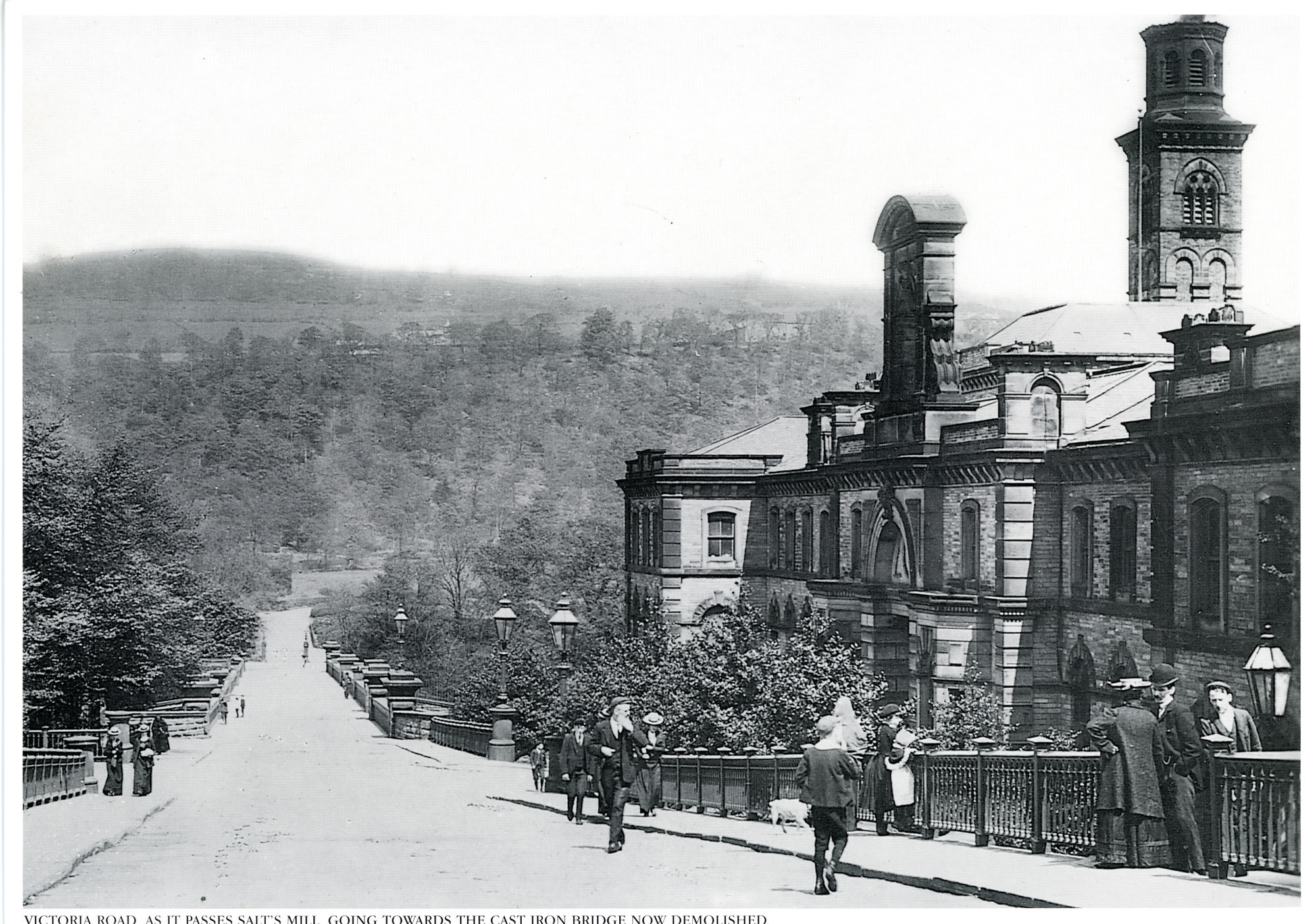 Victoria Road, as it passes Salt's Mill, going towards the cast iron bridge now demolished