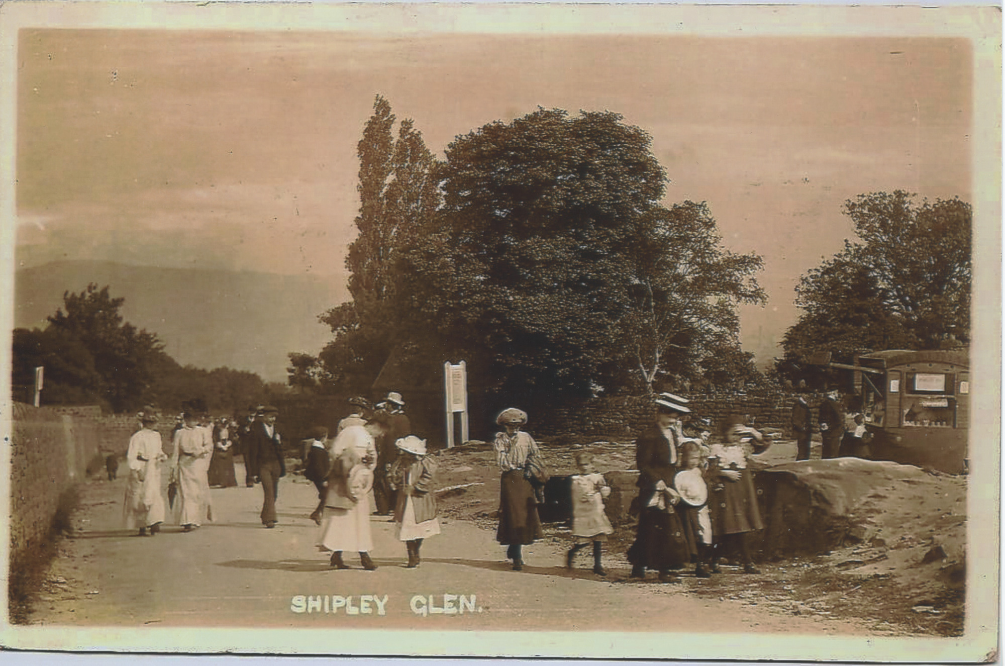 Visitors at Shipley Glen by a refreshment hut